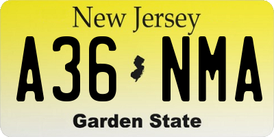 NJ license plate A36NMA