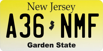 NJ license plate A36NMF