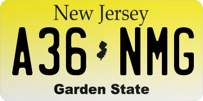 NJ license plate A36NMG
