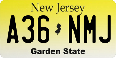NJ license plate A36NMJ