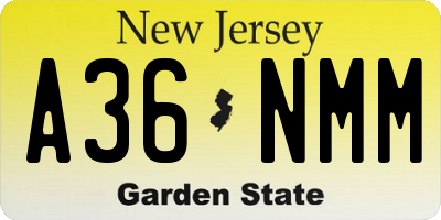 NJ license plate A36NMM