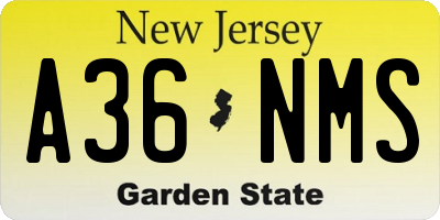 NJ license plate A36NMS