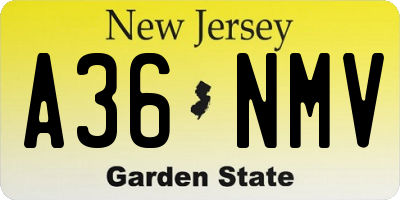 NJ license plate A36NMV