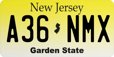 NJ license plate A36NMX