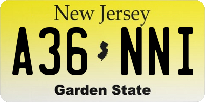 NJ license plate A36NNI
