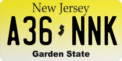 NJ license plate A36NNK