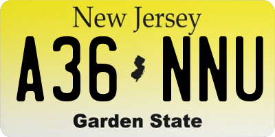 NJ license plate A36NNU