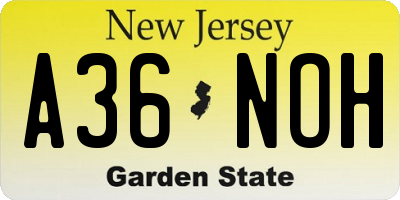 NJ license plate A36NOH