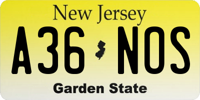 NJ license plate A36NOS