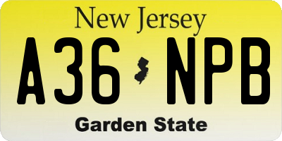NJ license plate A36NPB