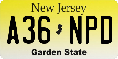 NJ license plate A36NPD
