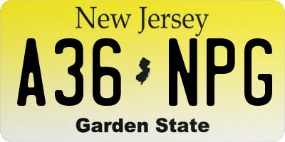 NJ license plate A36NPG