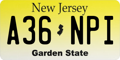 NJ license plate A36NPI