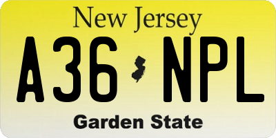 NJ license plate A36NPL