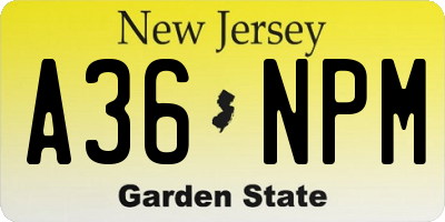 NJ license plate A36NPM