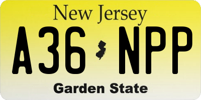 NJ license plate A36NPP