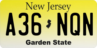 NJ license plate A36NQN