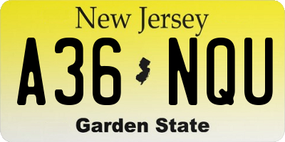NJ license plate A36NQU