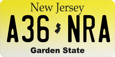 NJ license plate A36NRA