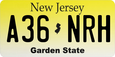NJ license plate A36NRH