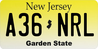 NJ license plate A36NRL