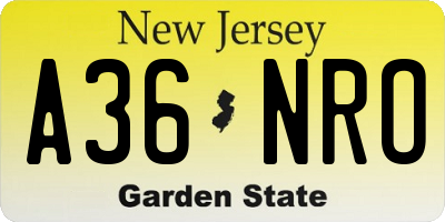 NJ license plate A36NRO