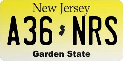 NJ license plate A36NRS