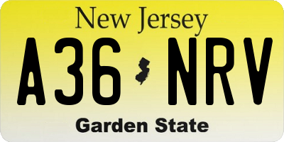 NJ license plate A36NRV