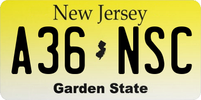 NJ license plate A36NSC