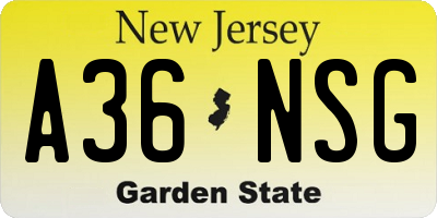 NJ license plate A36NSG