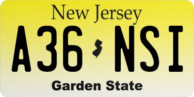 NJ license plate A36NSI