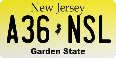 NJ license plate A36NSL