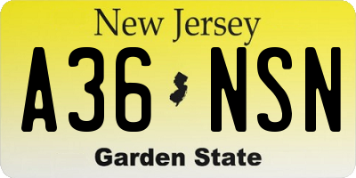 NJ license plate A36NSN