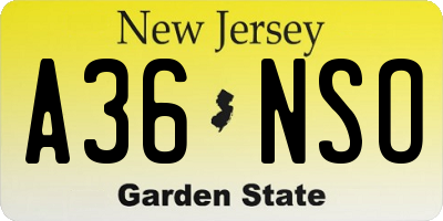 NJ license plate A36NSO