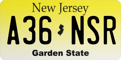 NJ license plate A36NSR