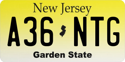 NJ license plate A36NTG