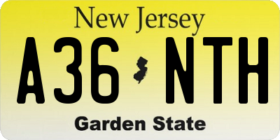 NJ license plate A36NTH
