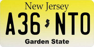 NJ license plate A36NTO