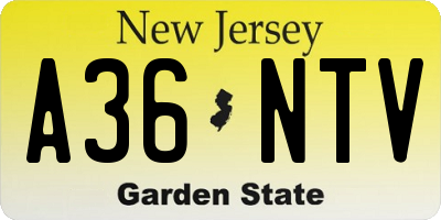 NJ license plate A36NTV