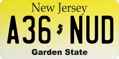 NJ license plate A36NUD
