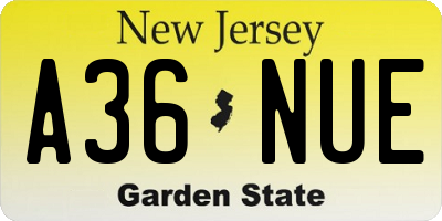 NJ license plate A36NUE