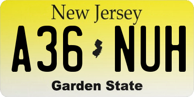 NJ license plate A36NUH