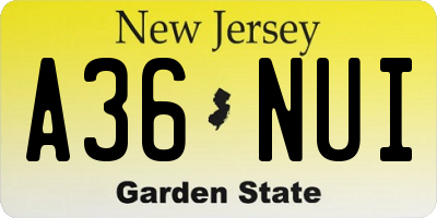 NJ license plate A36NUI