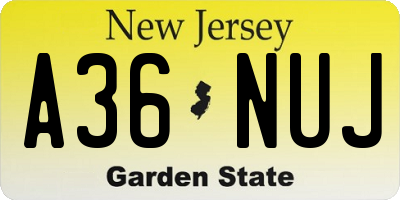 NJ license plate A36NUJ
