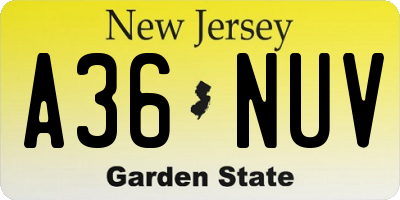 NJ license plate A36NUV