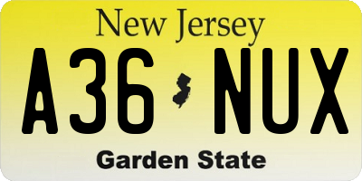 NJ license plate A36NUX