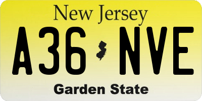 NJ license plate A36NVE