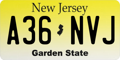 NJ license plate A36NVJ