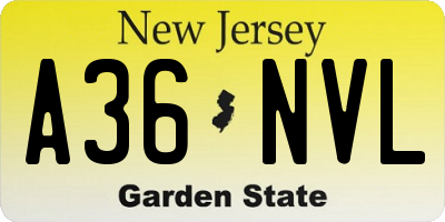NJ license plate A36NVL