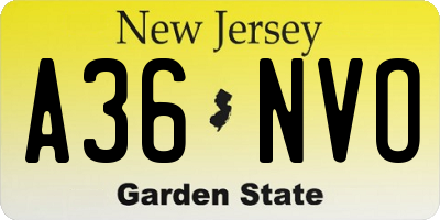 NJ license plate A36NVO